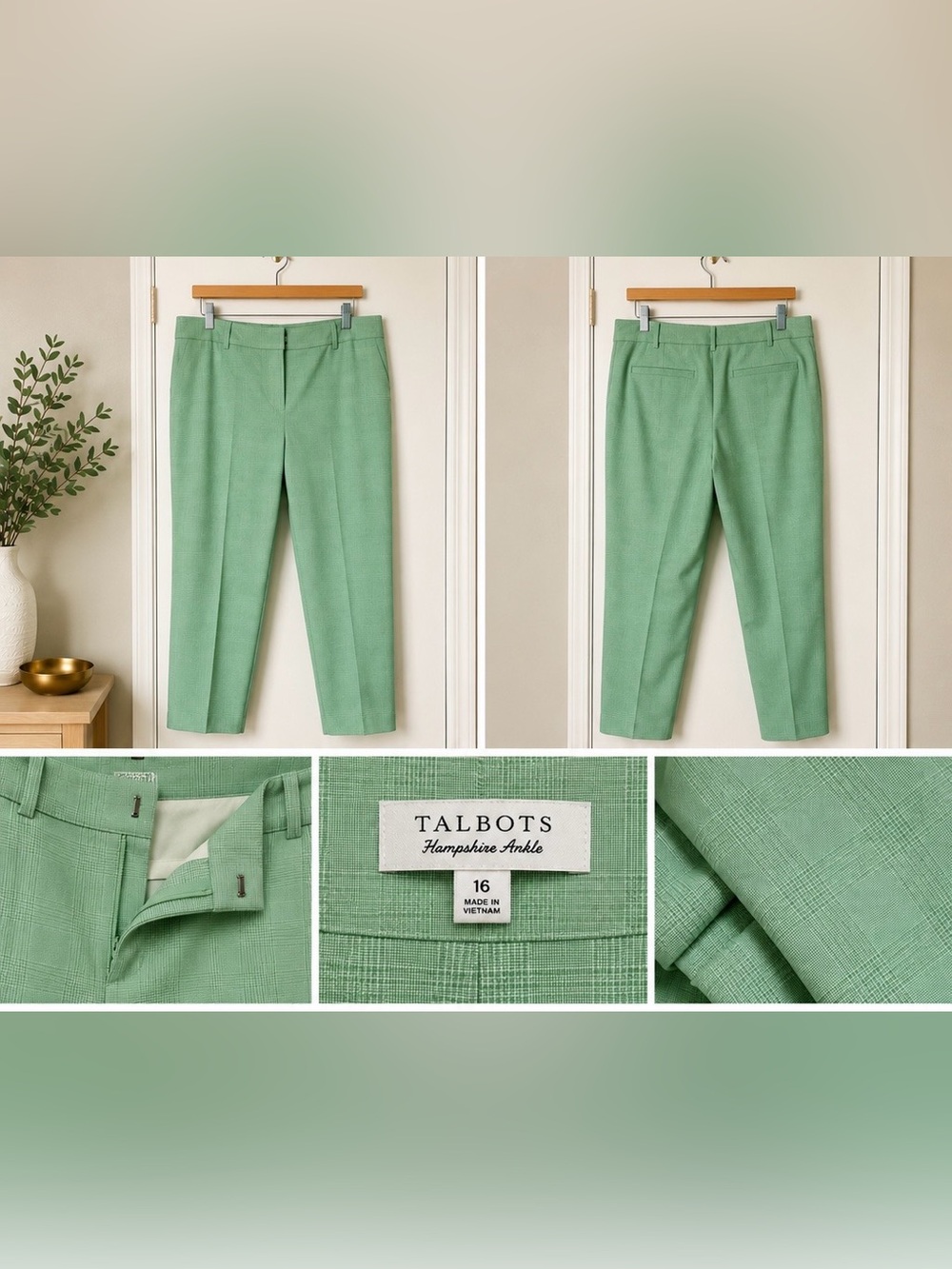 Talbots Light Mint Green Ankle Trousers